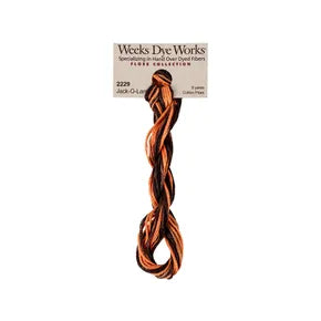 Jack-o-Lantern #2229 by Weeks Dye Works- 5 yds Hand-Dyed, 6 Strand 100% Cotton Cross Stitch Embroidery Floss