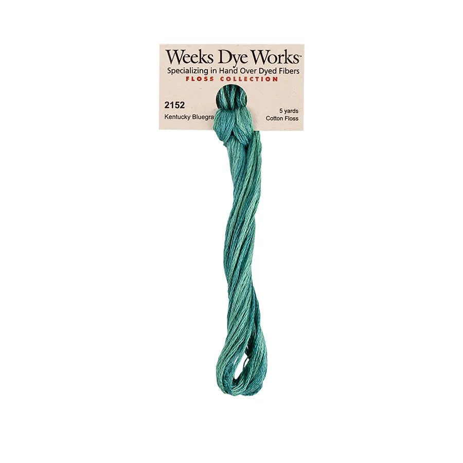Kentucky Bluegrass #2152 by Weeks Dye Works- 5 yds Hand-Dyed, 6 Strand 100% Cotton Cross Stitch Embroidery Floss