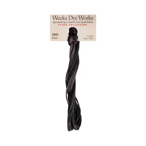 Kohl #3900 by Weeks Dye Works- 5 yds Hand-Dyed, 6 Strand 100% Cotton Cross Stitch Embroidery Floss