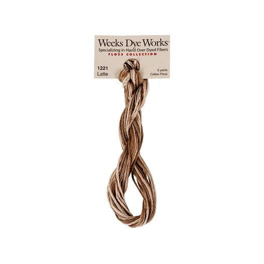 Latte #1221 by Weeks Dye Works- 5 yds Hand-Dyed, 6 Strand 100% Cotton Cross Stitch Embroidery Floss