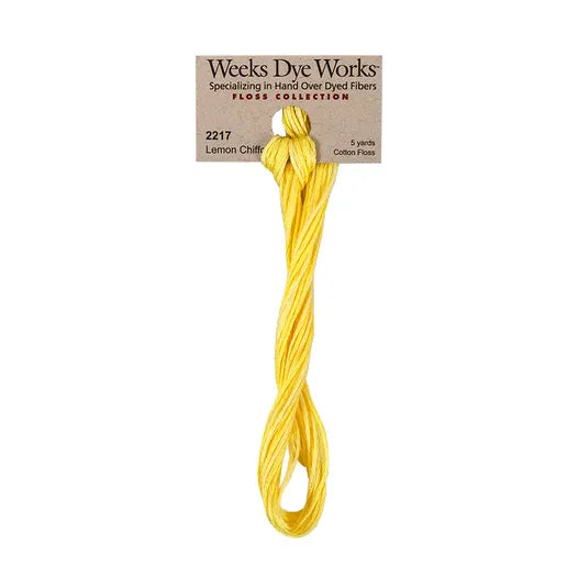 Lemon Chiffon #2217 by Weeks Dye Works- 5 yds Hand-Dyed, 6 Strand 100% Cotton Cross Stitch Embroidery Floss