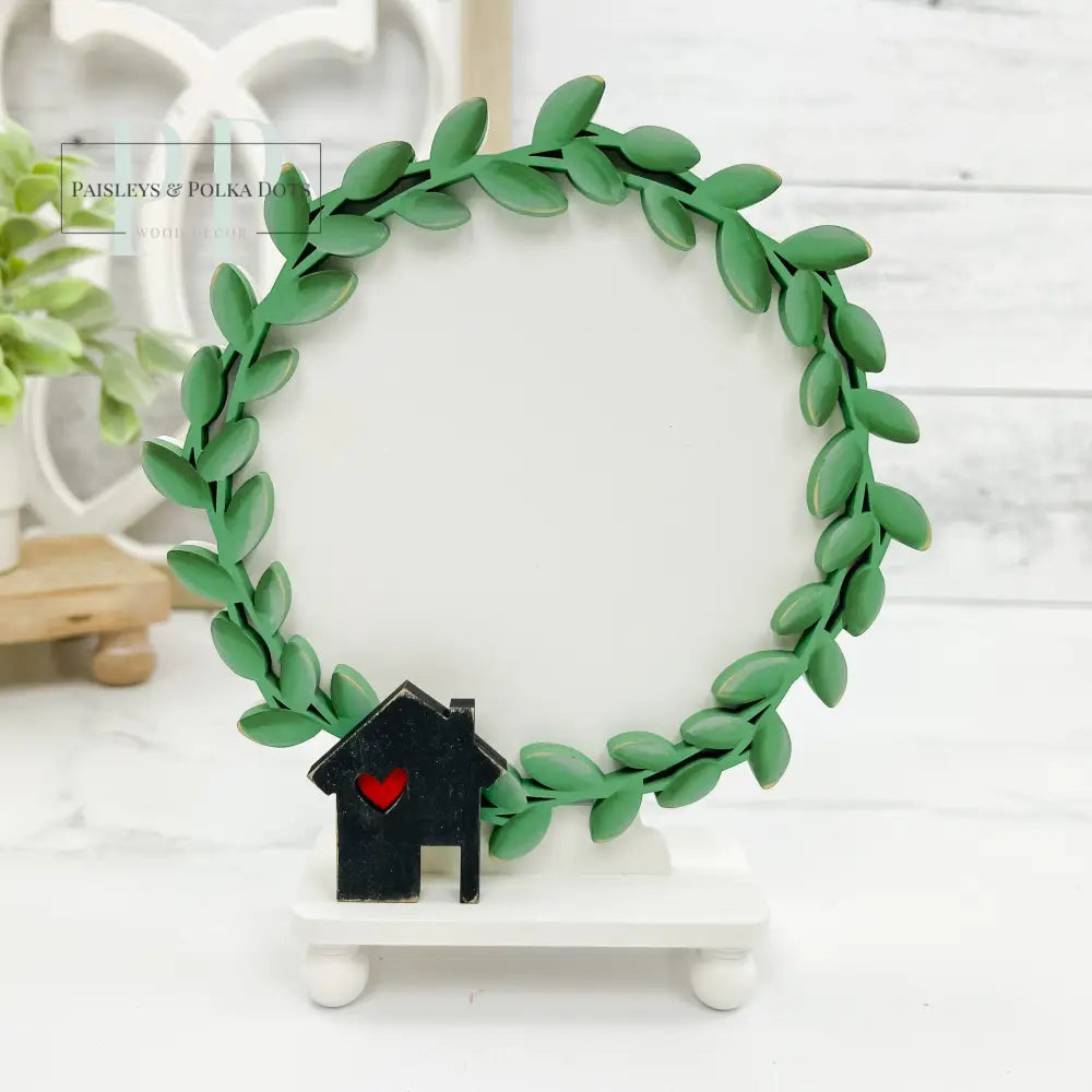 Love Lives Here Wreath - Unfinished Wood Display by Paisleys and Polka Dots
