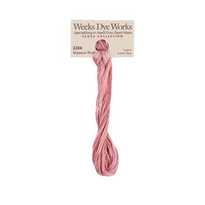 Madison Rose #2284 by Weeks Dye Works- 5 yds Hand-Dyed, 6 Strand 100% Cotton Cross Stitch Embroidery Floss