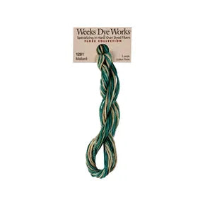Mallard #1281 by Weeks Dye Works- 5 yds Hand-Dyed, 6 Strand 100% Cotton Cross Stitch Embroidery Floss