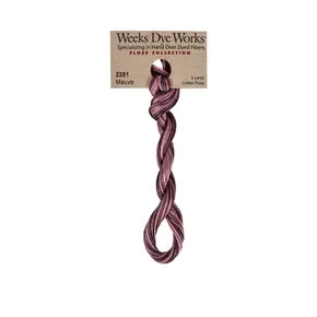 Mauve #2281 by Weeks Dye Works- 5 yds Hand-Dyed, 6 Strand 100% Cotton Cross Stitch Embroidery Floss