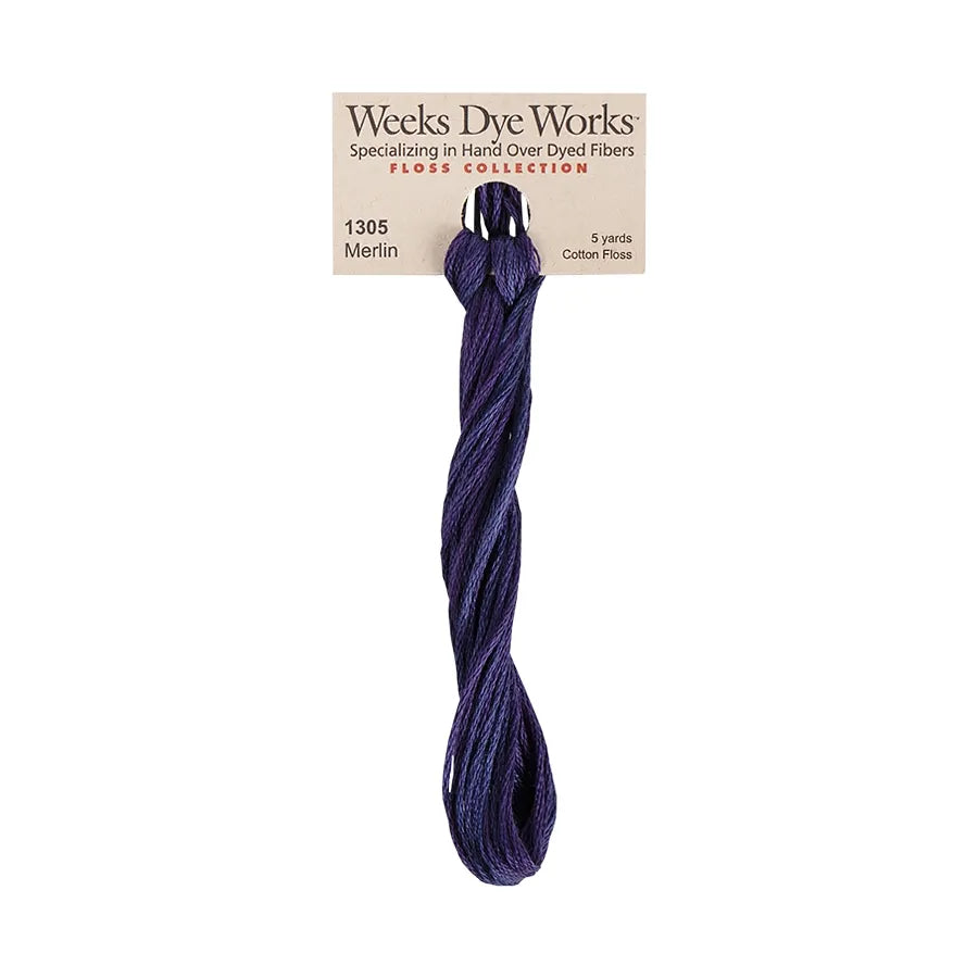 Merlin #1305 by Weeks Dye Works- 5 yds Hand-Dyed, 6 Strand 100% Cotton Cross Stitch Embroidery Floss