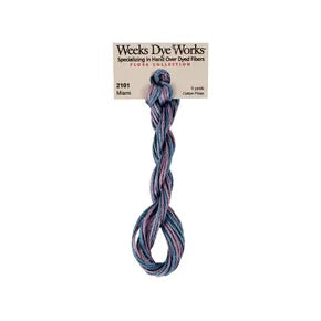 Miami #2101 by Weeks Dye Works- 5 yds Hand-Dyed, 6 Strand 100% Cotton Cross Stitch Embroidery Floss
