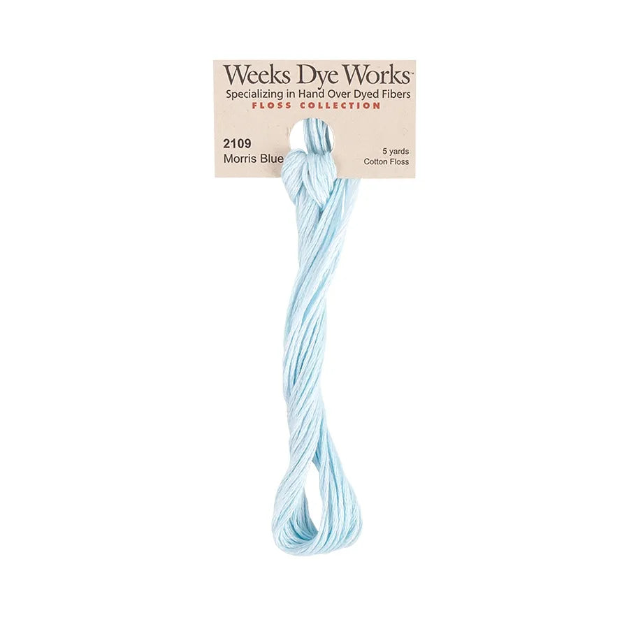 Morris Blue #2109 by Weeks Dye Works- 5 yds Hand-Dyed, 6 Strand 100% Cotton Cross Stitch Embroidery Floss