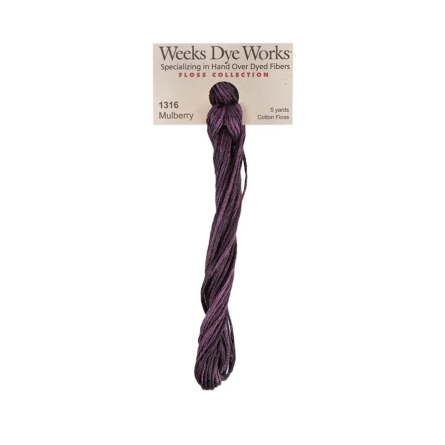 Mulberry #1316 by Weeks Dye Works- 5 yds Hand-Dyed, 6 Strand 100% Cotton Cross Stitch Embroidery Floss