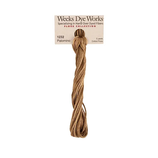 Palomino #1232 by Weeks Dye Works- 5 yds Hand-Dyed, 6 Strand 100% Cotton Cross Stitch Embroidery Floss