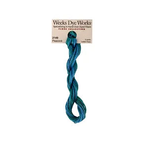 Peacock #2149 by Weeks Dye Works- 5 yds Hand-Dyed, 6 Strand 100% Cotton Cross Stitch Embroidery Floss