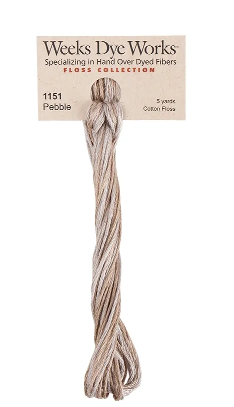 Pebble #1151 by Weeks Dye Works- 5 yds Hand-Dyed, 6 Strand 100% Cotton Cross Stitch Embroidery Floss