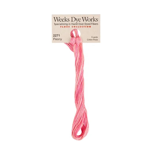 Peony #2271 by Weeks Dye Works- 5 yds Hand-Dyed, 6 Strand 100% Cotton Cross Stitch Embroidery Floss