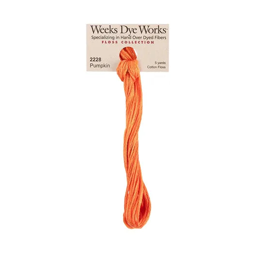Pumpkin #2228 by Weeks Dye Works- 5 yds Hand-Dyed, 6 Strand 100% Cotton Cross Stitch Embroidery Floss