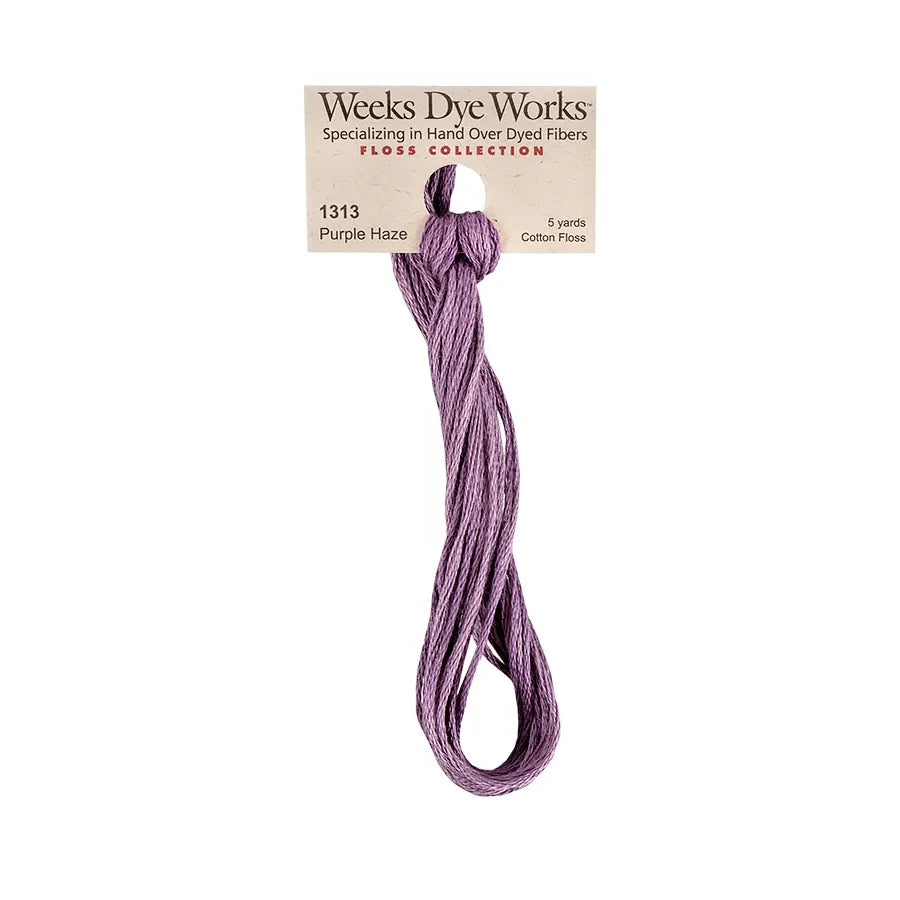 Purple Haze #1313 by Weeks Dye Works- 5 yds Hand-Dyed, 6 Strand 100% Cotton Cross Stitch Embroidery Floss