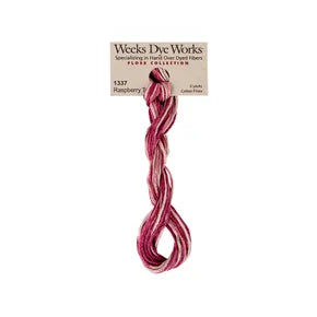 Raspberry Tart #1337 by Weeks Dye Works- 5 yds Hand-Dyed, 6 Strand 100% Cotton Cross Stitch Embroidery Floss
