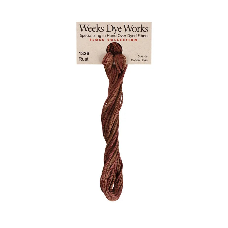 Rust #1326 by Weeks Dye Works- 5 yds Hand-Dyed, 6 Strand 100% Cotton Cross Stitch Embroidery Floss