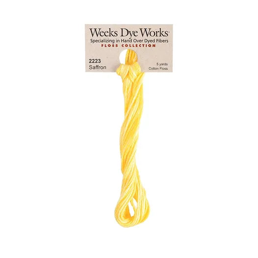 Saffron #2223 by Weeks Dye Works- 5 yds Hand-Dyed, 6 Strand 100% Cotton Cross Stitch Embroidery Floss