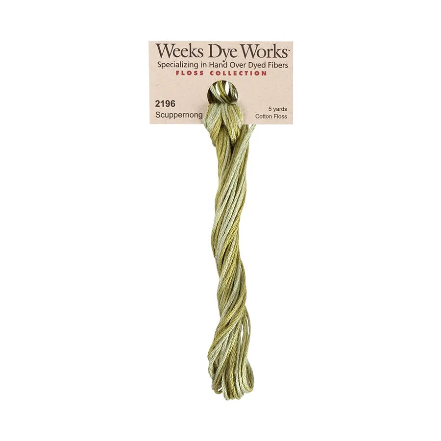 Scuppernong #2196 by Weeks Dye Works- 5 yds Hand-Dyed, 6 Strand 100% Cotton Cross Stitch Embroidery Floss