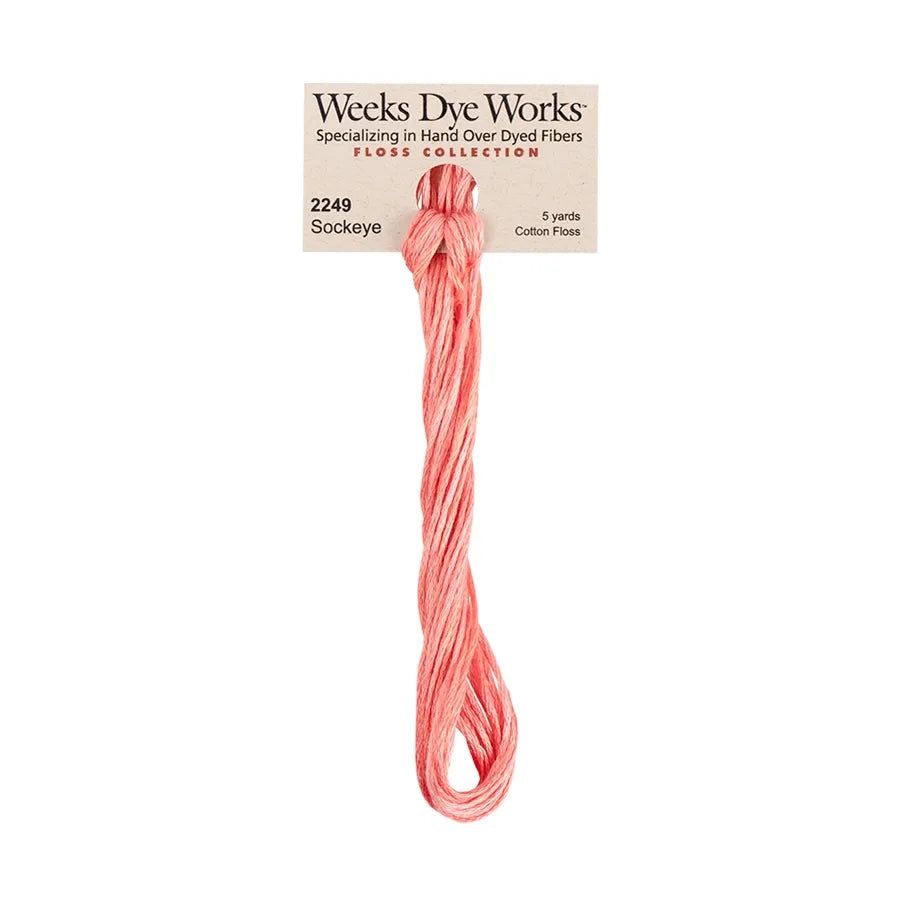 Sockeye #2249 by Weeks Dye Works- 5 yds Hand-Dyed, 6 Strand 100% Cotton Cross Stitch Embroidery Floss