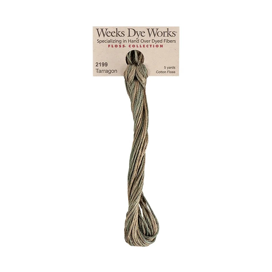 Tarragon #2199 by Weeks Dye Works- 5 yds Hand-Dyed, 6 Strand 100% Cotton Cross Stitch Embroidery Floss