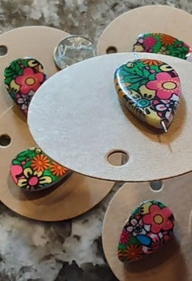 Needleminder- Bright Floral Teardrop w/needle hole