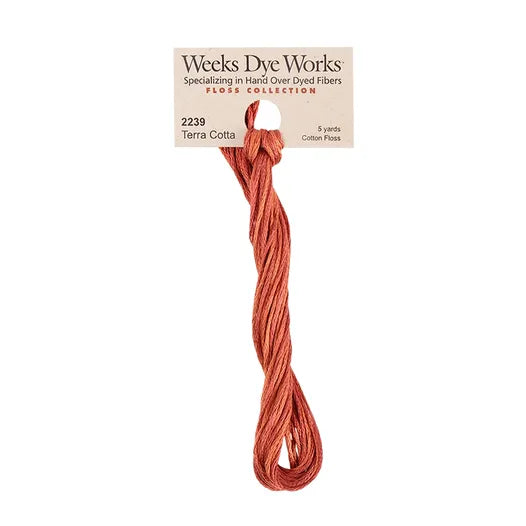 Terra Cotta #2239 by Weeks Dye Works- 5 yds Hand-Dyed, 6 Strand 100% Cotton Cross Stitch Embroidery Floss