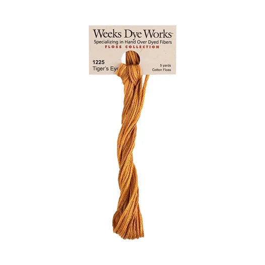 Tiger's Eye #1225 by Weeks Dye Works- 5 yds Hand-Dyed, 6 Strand 100% Cotton Cross Stitch Embroidery Floss