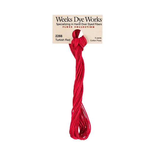Turkish Red #2266 by Weeks Dye Works- 5 yds Hand-Dyed, 6 Strand 100% Cotton Cross Stitch Embroidery Floss