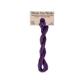 Violet #2331 by Weeks Dye Works- 5 yds Hand-Dyed, 6 Strand 100% Cotton Cross Stitch Embroidery Floss
