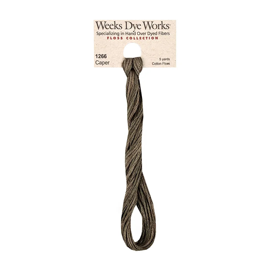 Caper #1266 by Weeks Dye Works- 5 yds Hand-Dyed, 6 Strand 100% Cotton Cross Stitch Embroidery Floss