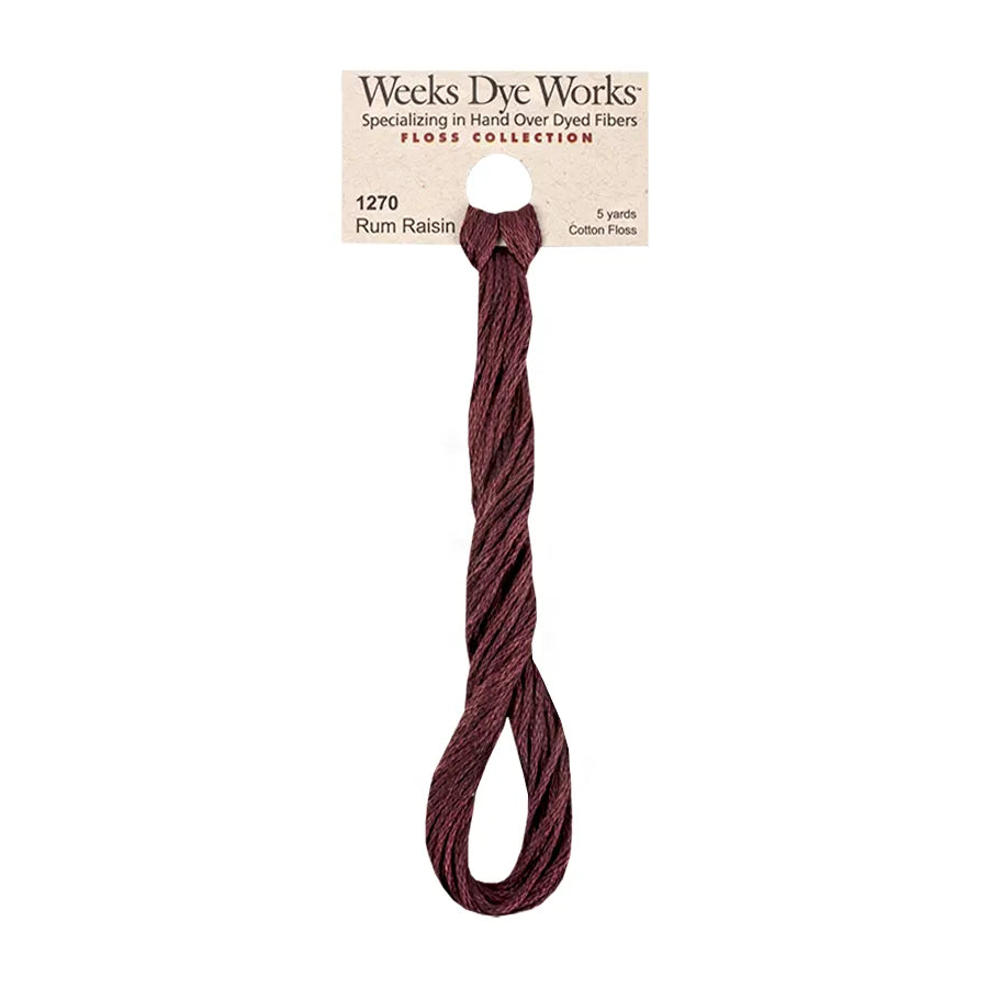 Rum Raisin #1270 by Weeks Dye Works- 5 yds Hand-Dyed, 6 Strand 100% Cotton Cross Stitch Embroidery Floss