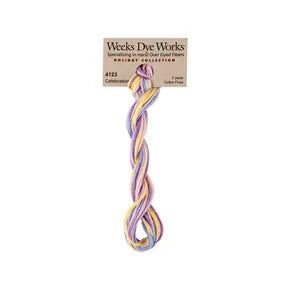 Celebration #4123 by Weeks Dye Works- 5 yds Hand-Dyed, 6 Strand 100% Cotton Cross Stitch Embroidery Floss