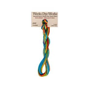 Confetti #4107 by Weeks Dye Works- 5 yds Hand-Dyed, 6 Strand 100% Cotton Cross Stitch Embroidery Floss