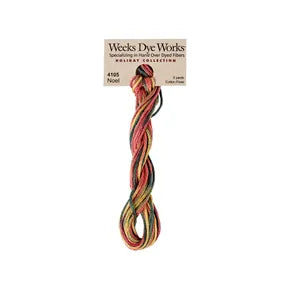 Noel #4105 by Weeks Dye Works- 5 yds Hand-Dyed, 6 Strand 100% Cotton Cross Stitch Embroidery Floss