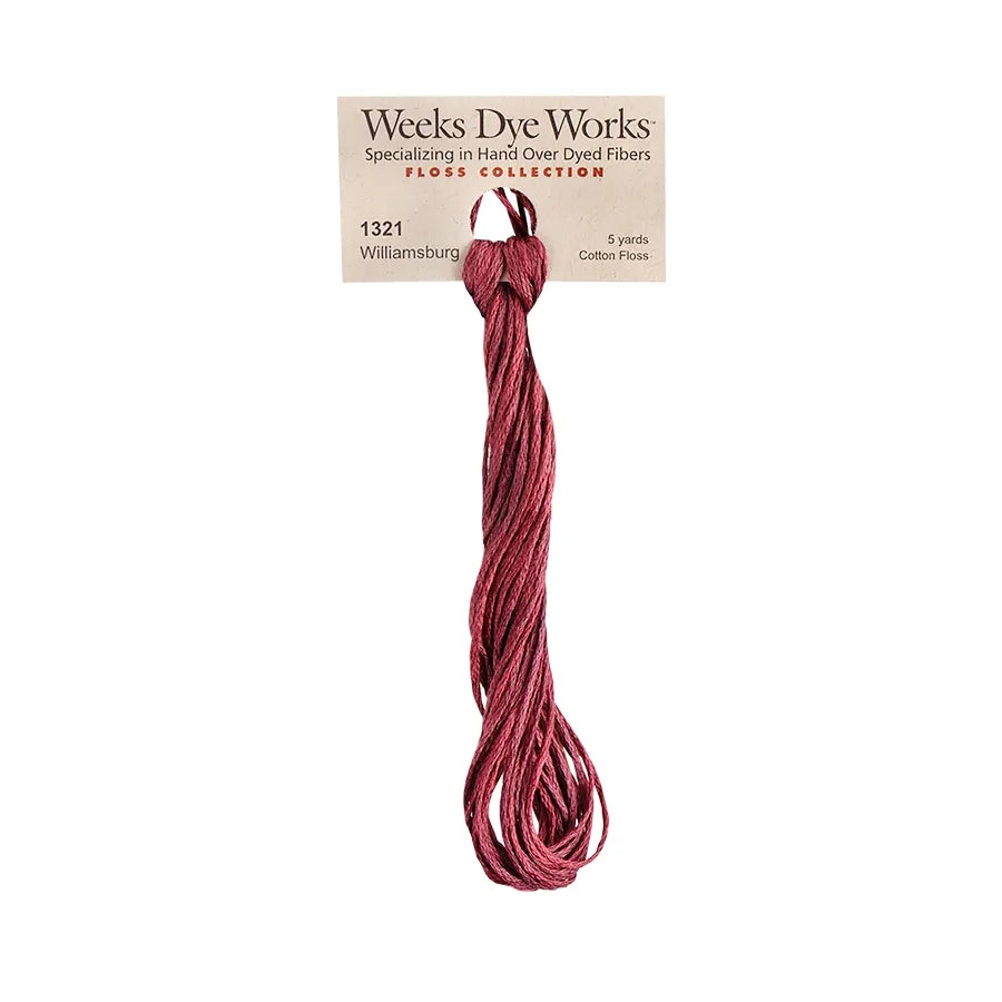 Williamsburg #1321 by Weeks Dye Works- 5 yds Hand-Dyed, 6 Strand 100% Cotton Cross Stitch Embroidery Floss