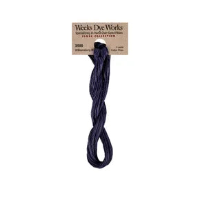 Williamsburg Blue #3550 by Weeks Dye Works- 5 yds Hand-Dyed, 6 Strand 100% Cotton Cross Stitch Embroidery Floss