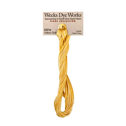 Yukon Gold #2221a by Weeks Dye Works- 5 yds Hand-Dyed, 6 Strand 100% Cotton Cross Stitch Embroidery Floss