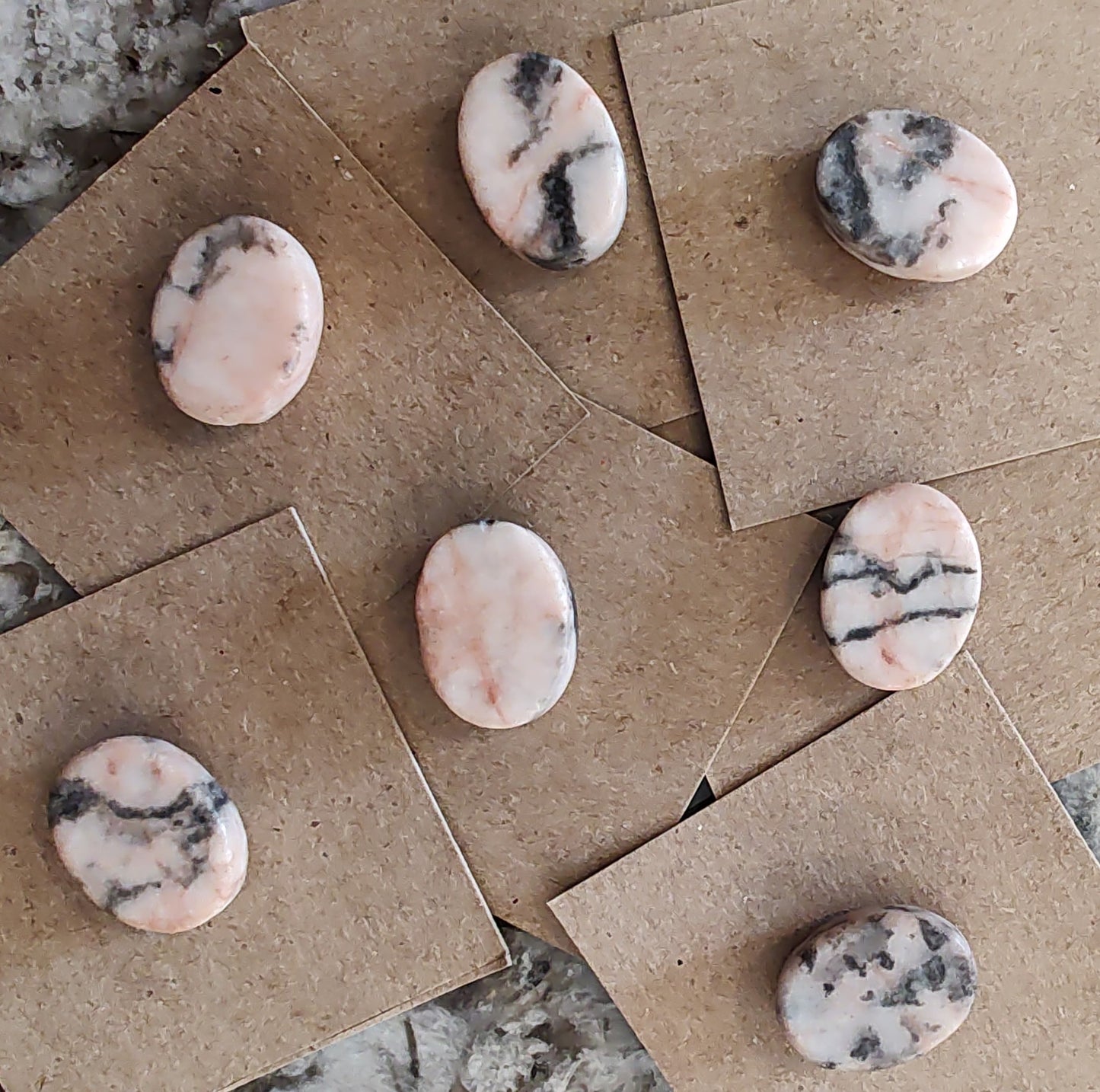 Needle Minder - Pink and Black Marbled Stone w/needle hole