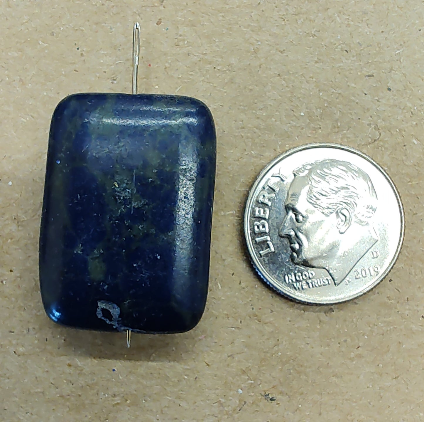 Needleminder- Blue Marbled Stone w/needle hole