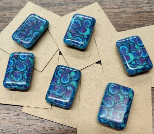 Needle Minder - Blue Peacock Design- Rectangle W/needle hole