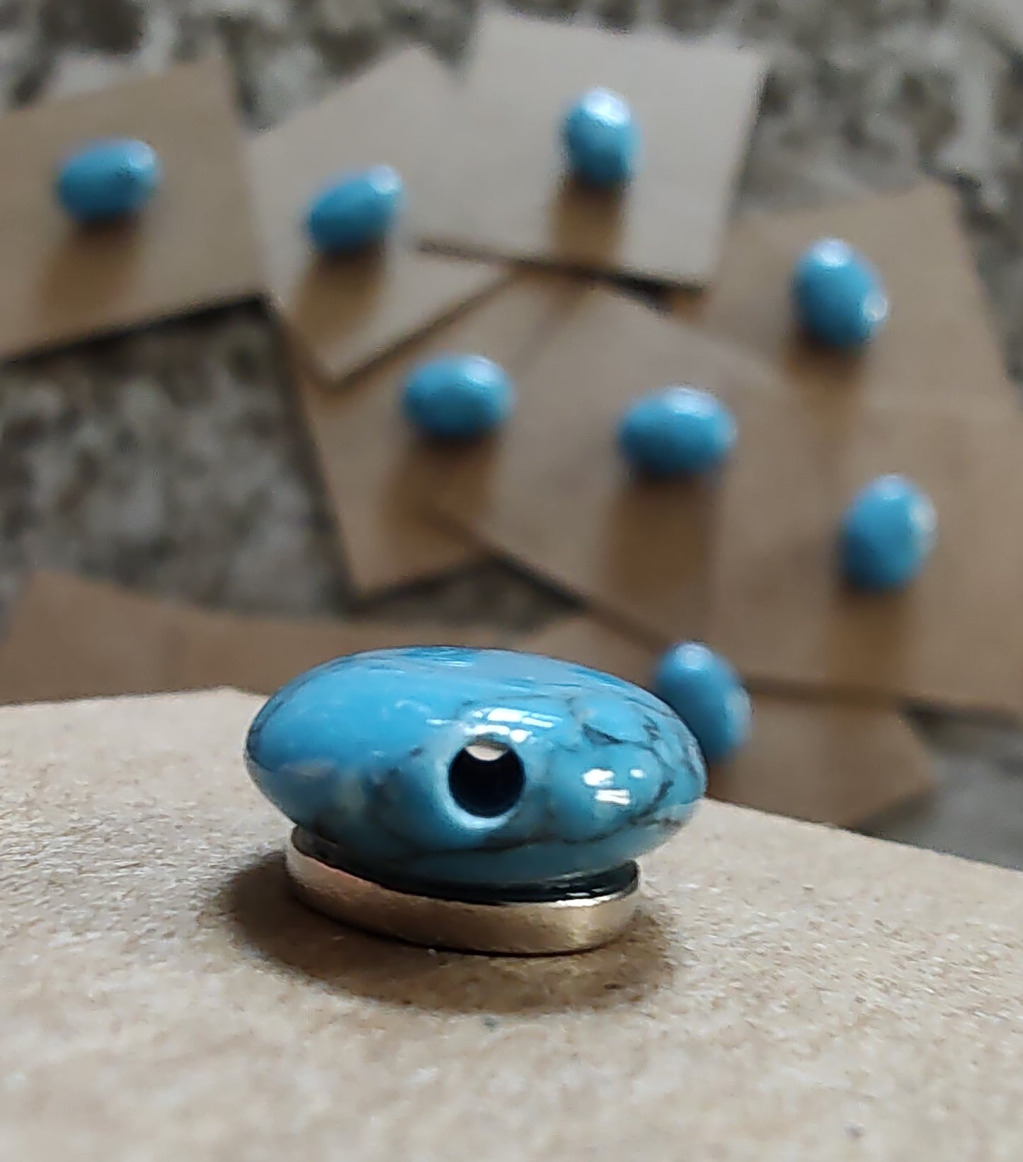 Needle Minder - BlueTurquoise Oval w/ needle hole