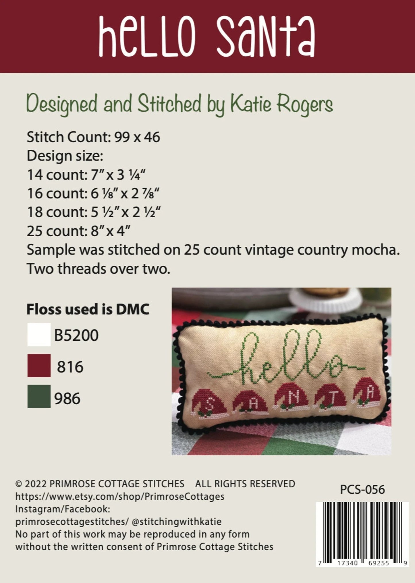 Hello Santa - Primrose Cottage Stitches