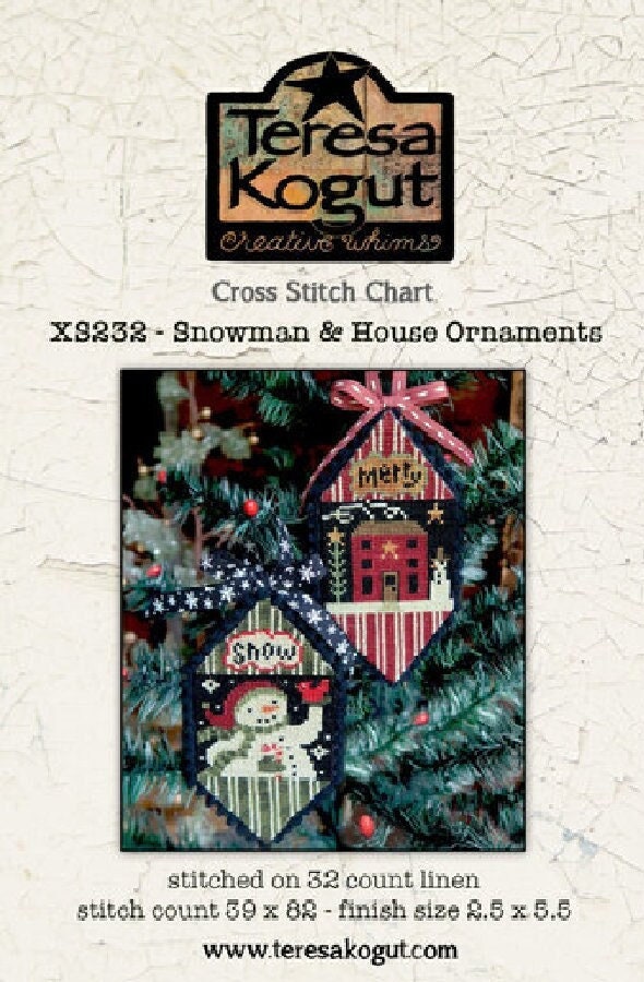 Snowman & House Ornaments by Teresa Kogut