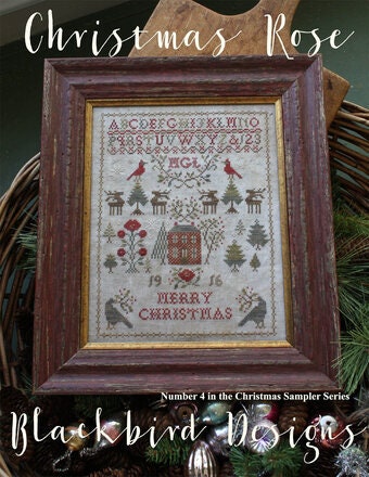 Christmas Rose - Blackbird Design - Cross Stitch Pattern