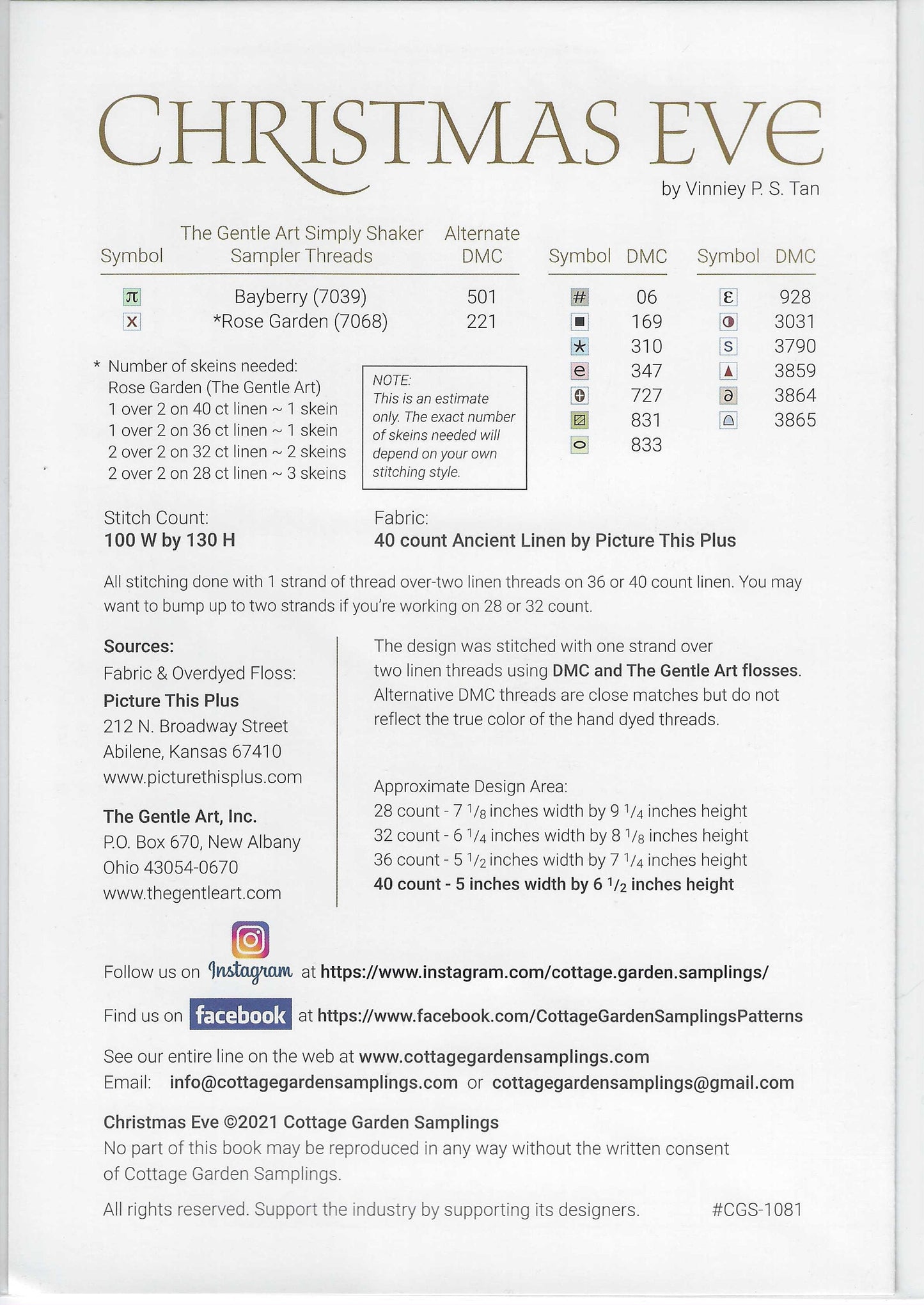 Christmas Eve - A Time for All Seasons Series #12 - Cottage Garden Samplings