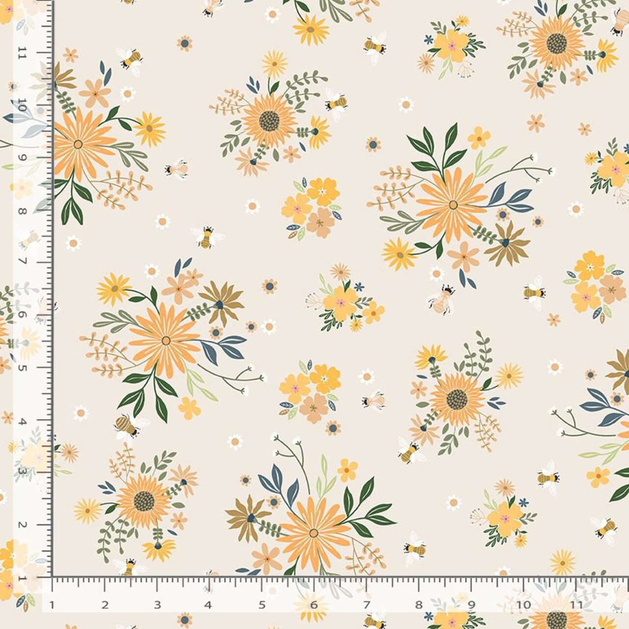 White with Yellow Flowers - by Dear Stella - Fabric Off the Bolt (Sizes in Description below)