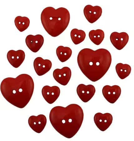 Buttons Galore & More- Hearts & Stars Collection - Red Hearts