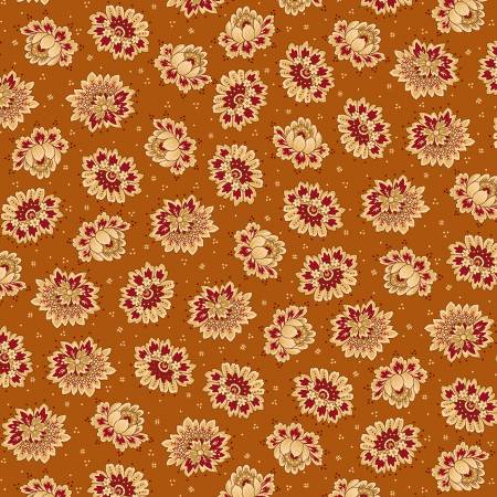 Quiet Grace - Orange Tossed Blossoms - By Kim Diehl for Henry Glass Fabrics - Fabric Off the Bolt (Sizes in Description below)