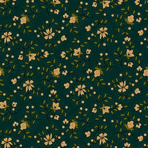 Quiet Grace - Garden Glories Teal - By Kim Diehl for Henry Glass Fabrics - Fabric Off the Bolt (Sizes in Description below)